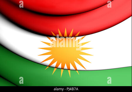 3D Flag of the Kurdistan. 3D Illustration. Stock Photo