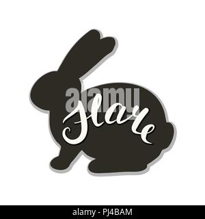 The logo of the hare. Vector illustration. Calligraphic text. Stock Vector