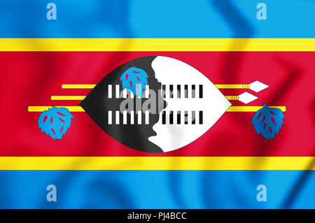 3D Flag of the Swaziland. 3D Illustration. Stock Photo