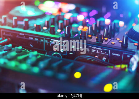 Audio Mixer console in a night club Stock Photo
