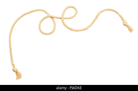 Beige cotton wavy rope isolated on white background Stock Photo