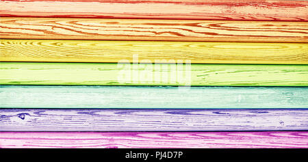 Old wooden texture in rainbow colors. Colorful grunge background Stock Photo