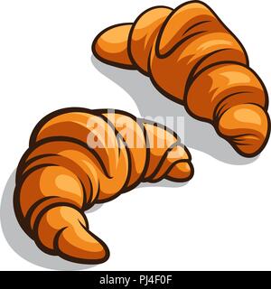 Delicious baked croissants isolated on white. Vector illustration Stock Vector