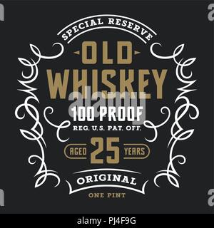 Vintage whiskey label template / Calligraphic design elements / T-shirt graphic design Stock Vector
