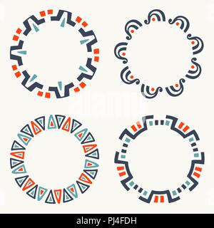 Round frames in ethnic style. Vintage elements for your design Stock Vector