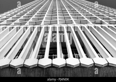 Black and white architecture detail, Centre Point building, London, UK Stock Photo