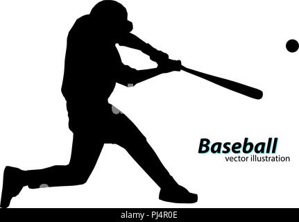 silhouette of a baseball player. Text on a separate layer, color can be changed in one click Stock Vector