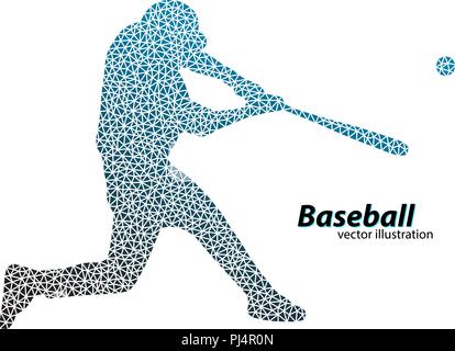 silhouette of a baseball player from triangle. Text on a separate layer, color can be changed in one click Stock Vector