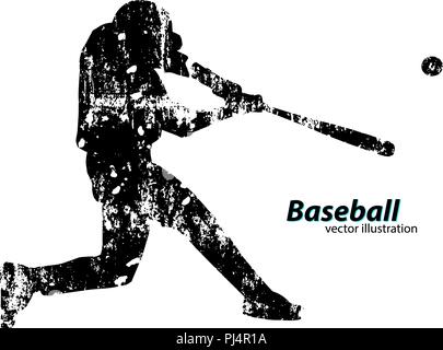 silhouette of a baseball player. Text on a separate layer, color can be changed in one click Stock Vector