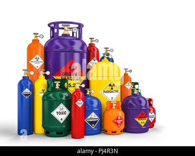 different dangerous cylinder container 3d rendering image Stock Photo