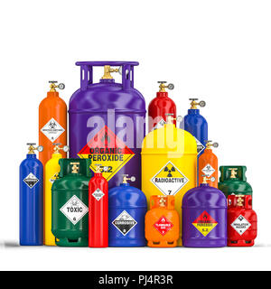 different dangerous cylinder container 3d rendering image Stock Photo