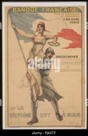 Banque Française pour le commerce et l'industrie. Souscrivez á l'Emprunt de la Libération et la victoire est á nous Stock Photo