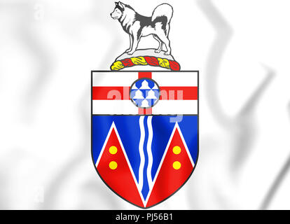 Yukon coat of arms, Canada. 3D Illustration. Stock Photo