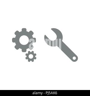 Vector illustration icon concept of gears with spanner. Stock Vector