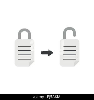 Vector illustration icon concept of written paper padlocks, closed and opened. Stock Vector