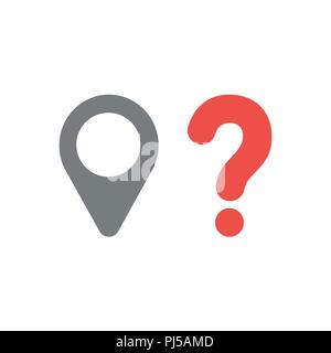 Vector illustration icon concept of map pointer with question mark. Stock Vector
