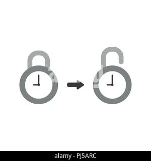 Vector illustration icon concept of closed and opened clock padlocks. Stock Vector