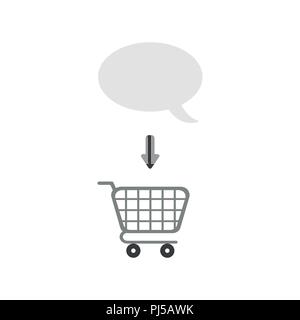 Vector illustration icon concept of speech bubble inside shopping cart. Stock Vector