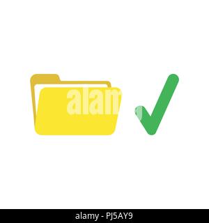 Vector illustration icon concept of open file folder with check mark. Stock Vector