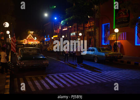 Kota Batu, Malang, Indonesia - July 12, 2018: Historical retro cars and motorbikes on display at Museum Angkut - biggest transport exhibition in Indon Stock Photo