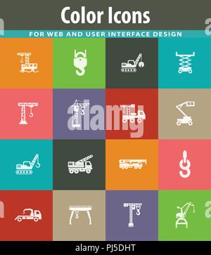 Crane and lifing machines icon set Stock Vector
