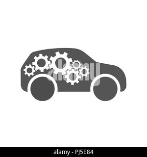 Repair Car logo, silhouette car and gears, sign emblem service Stock Vector
