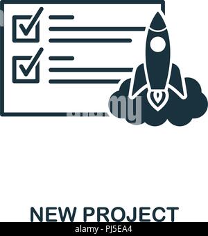 New Project icon. Monochrome style design from management collection. UI. Pixel perfect simple pictogram new project icon. Web design, apps, software, Stock Vector