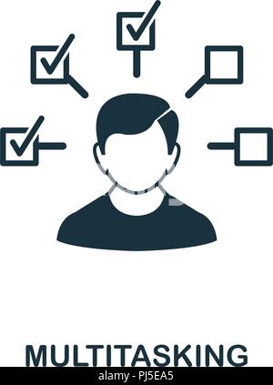 Multitasking icon. Monochrome style design from management collection. UI. Pixel perfect simple pictogram multitasking icon. Web design, apps, softwar Stock Vector