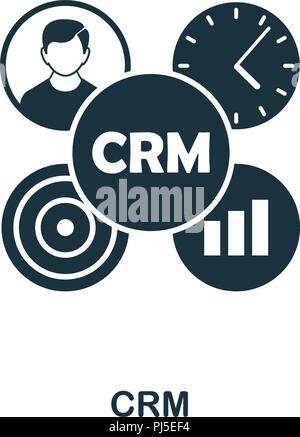 CRM icon. Monochrome style design from management collection. UI. Pixel perfect simple pictogram crm icon. Web design, apps, software, print usage. Stock Vector