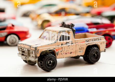 Hot Wheels 1977 Chevy Pickup truck in Hot Wheels toy car collection - USA Stock Photo