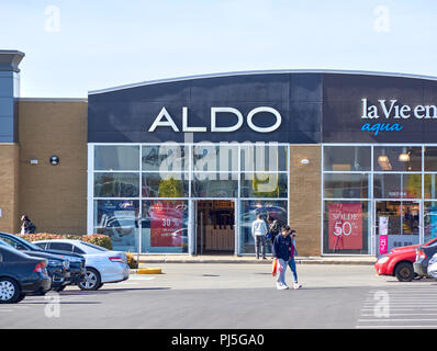 MONTREAL, CANADA - August 28, 2018: Aldo boutique in Montreal. The Aldo Group is a Canadian retailer that owns and operates a worldwide chain of shoe  Stock Photo