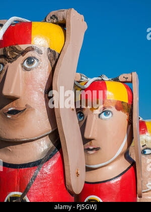 bollard sculptures by Jan Lennard along the waterfront at Eastern Beach, Geelong, Victoria, Australia Stock Photo