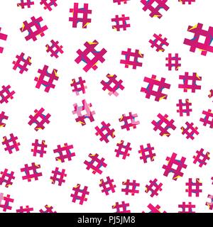 Vector illustration. Hashtag icon seamless pattern. Hashtag random seamless pattern Stock Vector