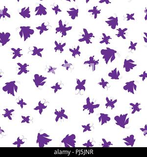 Vector illustration. Silhouettes of purple butterflies. Seamless Pattern Stock Vector