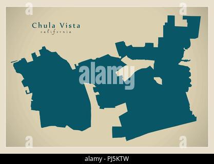 Modern City Map - Chula Vista California city of the USA Stock Vector