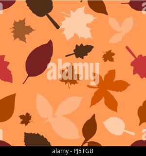 Autumn leaves seamless background, seasonal vector illustration Stock Vector
