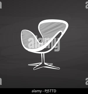 modern chair drawing on chalkboard. hand-drawn vector sketch. business concept design. Stock Photo