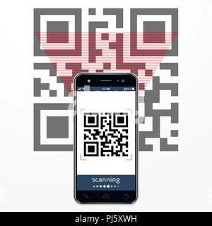 Smartphone scanning QR-code Stock Vector