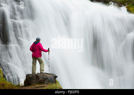 Waterfall on Falls Creek along Green Lakes Trail, Three Sisters Wilderness, Deschutes National Forest, Oregon Stock Photo