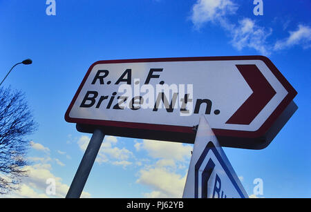 Road sign to RAF Brize Norton, England, UK Stock Photo