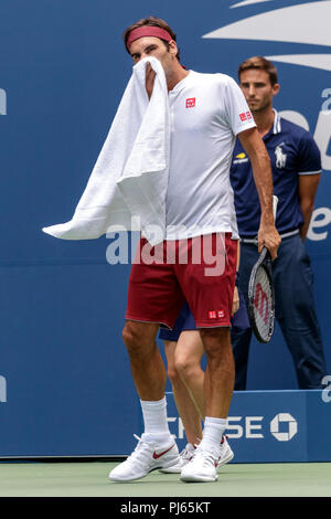 Swiss tennis player Roger Federer celebrating during men's singles