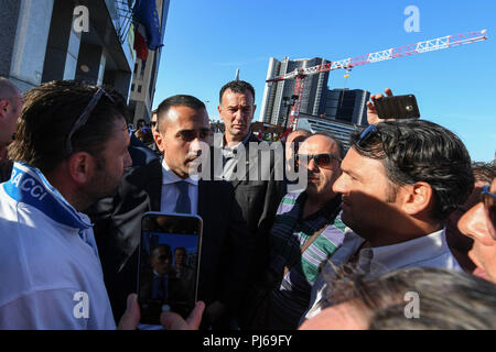 Naples, Italy. 4th September 2018. The Minister of Labor Luigi Di Maio meets in Naples a group of workers from the La Doria factory to avoid the closure of a factory in a tortured area like Acerra 04/09/2018 - Naples, Italy Credit: Independent Photo Agency Srl/Alamy Live News Stock Photo