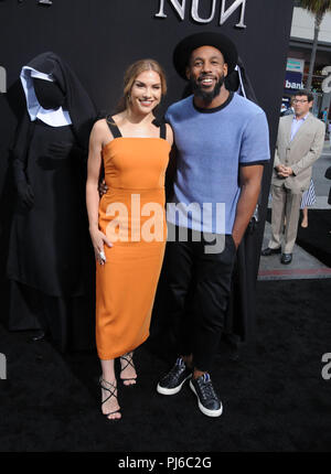 Los Angeles, California, USA. 4th September, 2018. Dancer Allison Holker and husband dancer Stephen 'tWitch' Boss attend a New Line Cinema Presentation, an Atomic Monster/Safran Company production, the World Premiere of 'The Nun' on September 4, 2018 at TCL Chinese Theatre in Los Angeles, California. Photo by Barry King/Alamy Live News Stock Photo