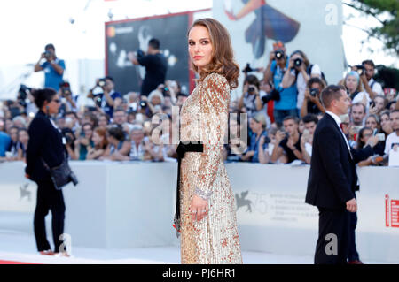 Natalie Portman attending the 'Vox Lux' premiere at the 75th Venice International Film Festival at the Palazzo del Cinema on September 04, 20189 in Venice, Italy. Stock Photo