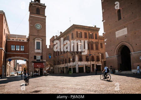Cyclists in Ferrara, Italy Stock Photo