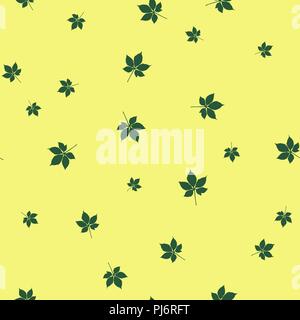 Chestnut leaf green pattern seamless color. Vector illustration. Yellow background. Stock Vector