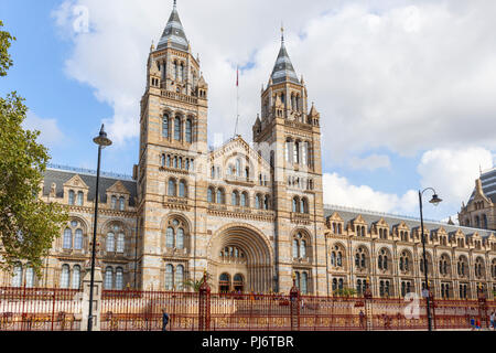 The iconic Natural History Museum Alfred Waterhouse Building frontage on Cromwell Road, South Kensington, London SW7, a leading UK tourist attraction Stock Photo