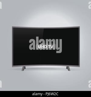 Curved smart LED UHD TV series isolated on gray background Stock Vector