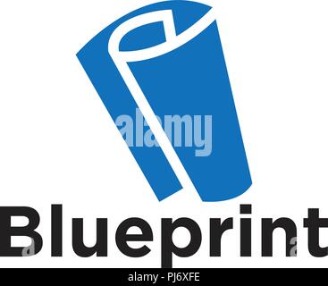 Illustration of blueprint paper logo icon element template vector Stock Vector