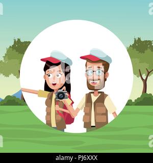 Young tourists couple Stock Vector